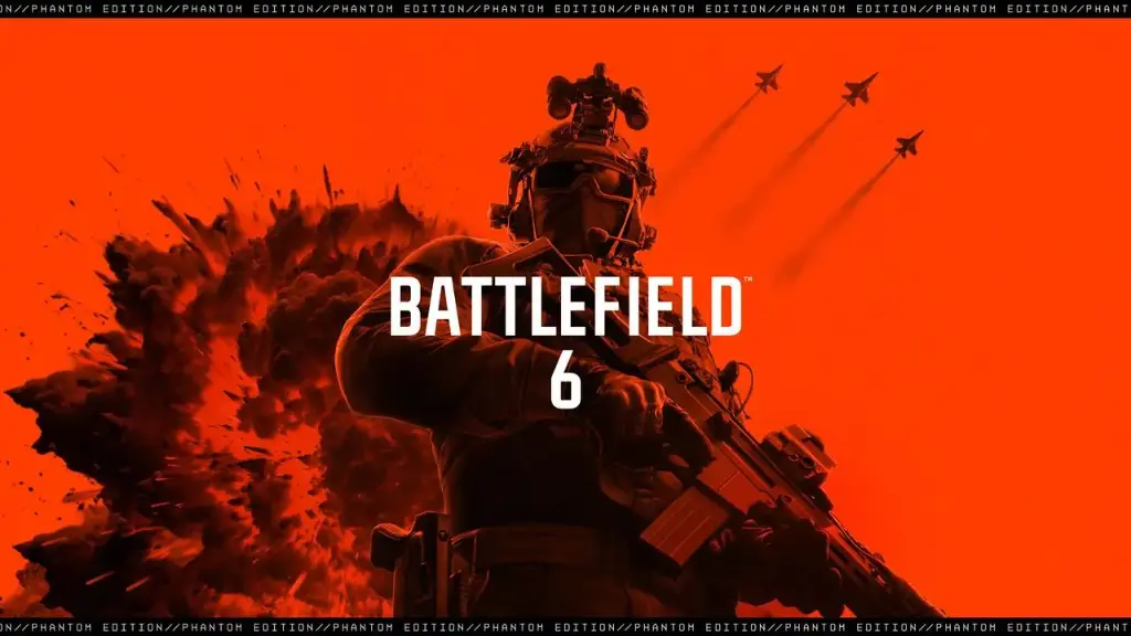 Battlefield 6 soldier with red background