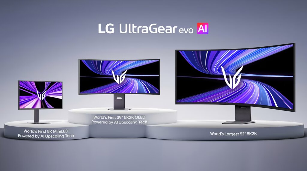 LG UltraGear evo AI monitors - 5K MiniLED, 39-inch 5K2K OLED, and 52-inch 5K2K